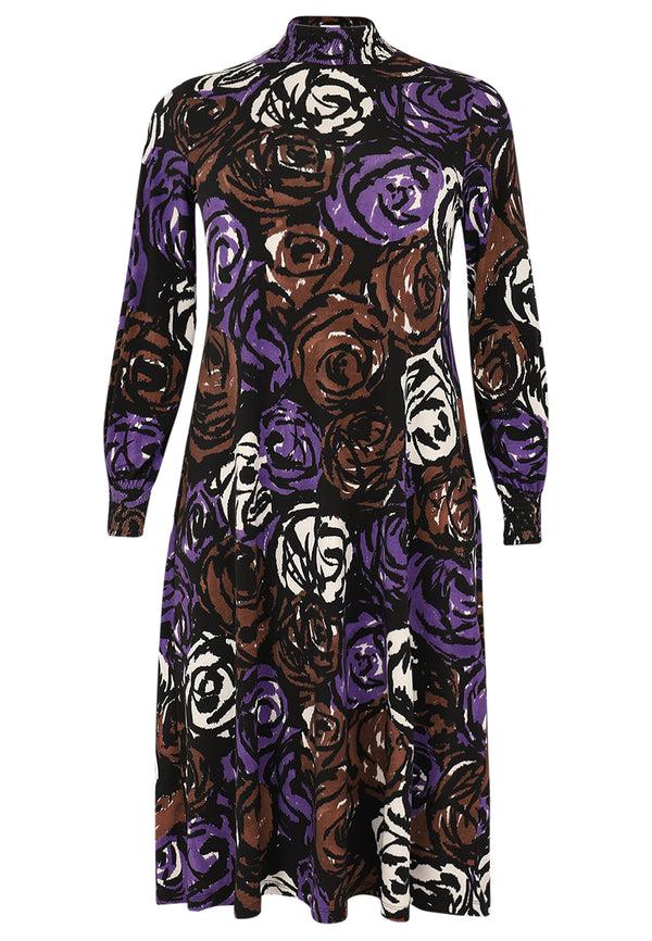 Yoek Jurk Met Gesmokte Hals ROSY - Zwart