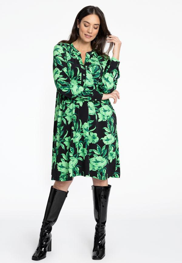 Yoek Jurk Met Grandad Hals FLORENCE - Zwart