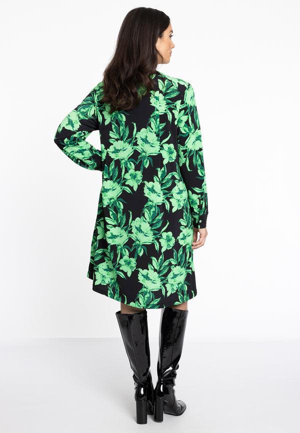 Yoek Jurk Met Grandad Hals FLORENCE - Zwart