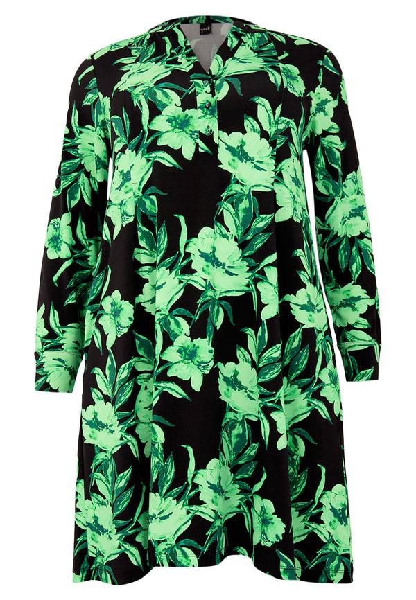 Yoek Jurk Met Grandad Hals FLORENCE - Zwart