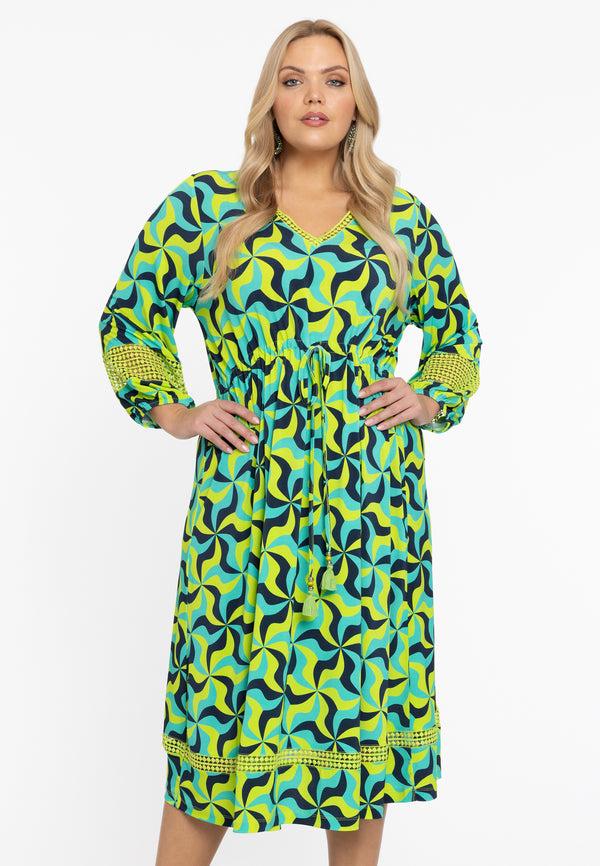 yoek Jurk met kant ESTELLE - Turquoise