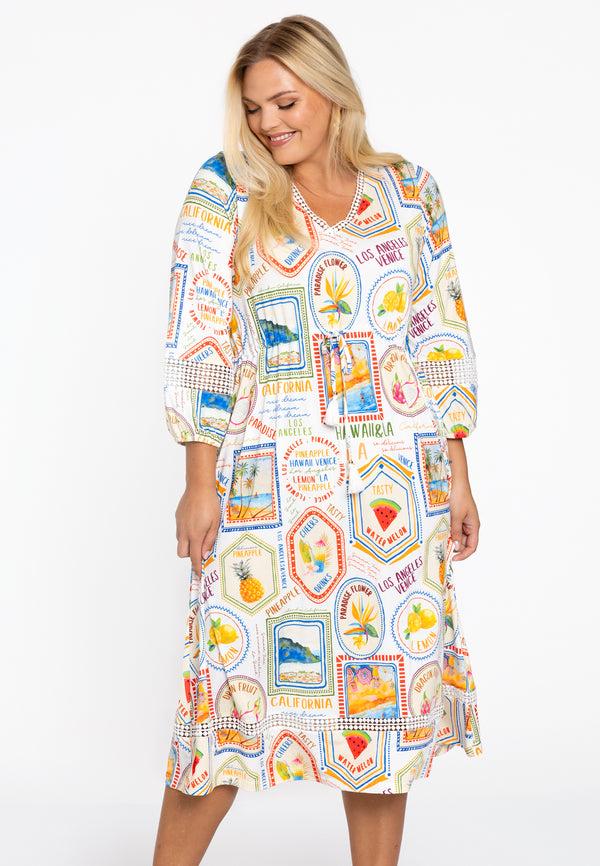 yoek Jurk met kant TROPICANA - ecru