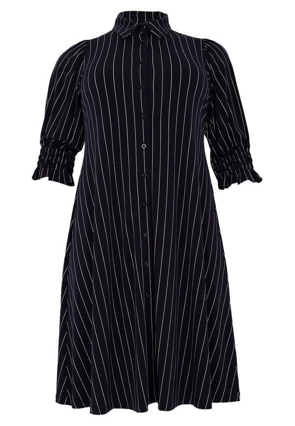 Yoek Jurk Met Knopen DOLCE PINSTRIPE - Blauw