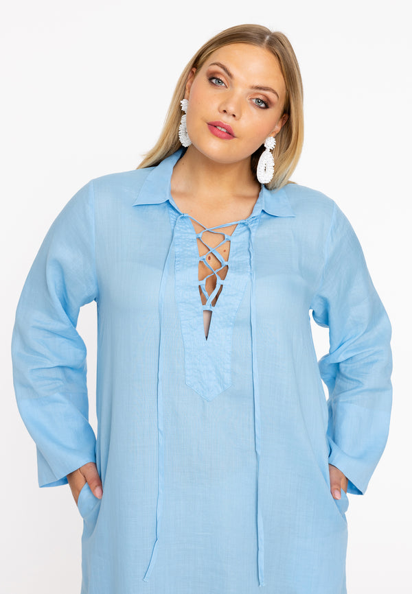 Yoek Jurk Met Koordjes - Light Blue