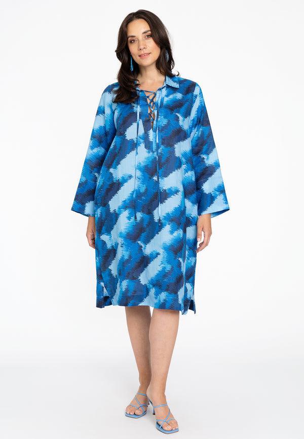 Yoek Jurk Met Koordjes SKY - Blauw