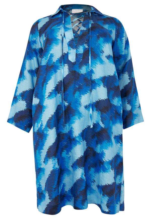 Yoek Jurk Met Koordjes SKY - Blauw