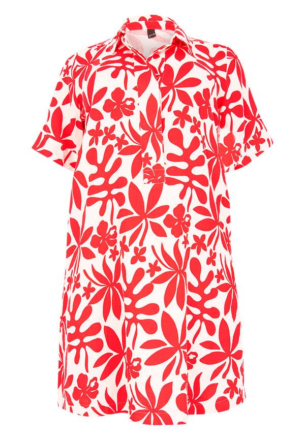 Yoek Jurk Met Kraag ANNA - Rood