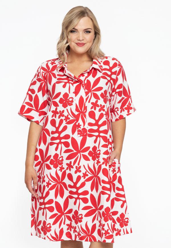 yoek Jurk met kraag ANNA - Rood