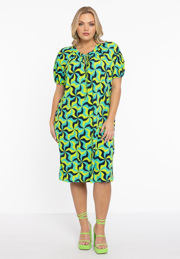 Yoek Jurk Met Kraag ESTELLE - Turquoise