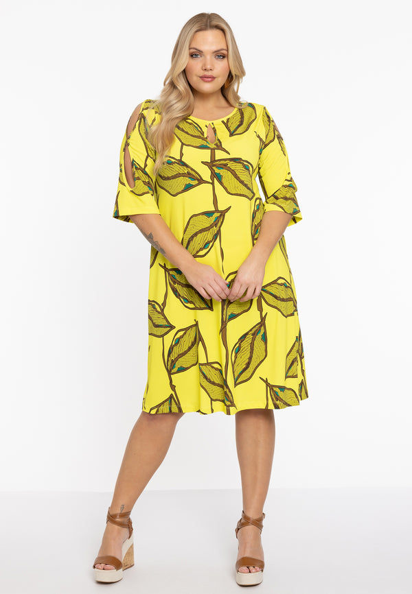 Yoek Jurk Met Open Schouders LAURE - Geel