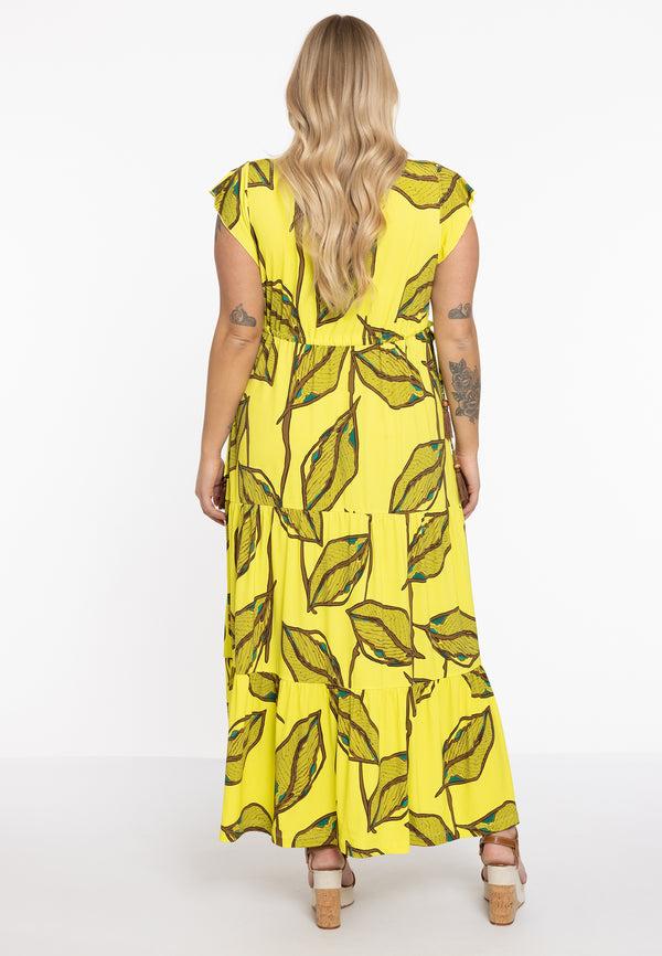 Yoek Jurk Met Parels LAURE - Geel