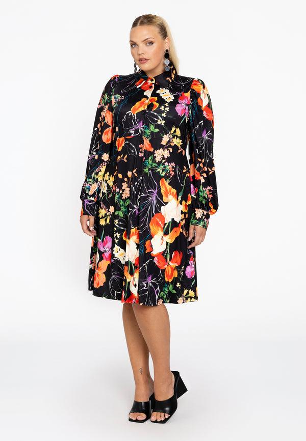 Yoek Jurk Met Pofmouw CAMPO - Zwart