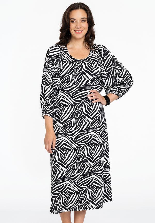 yoek Jurk met pofmouw ZAVI - Zwart