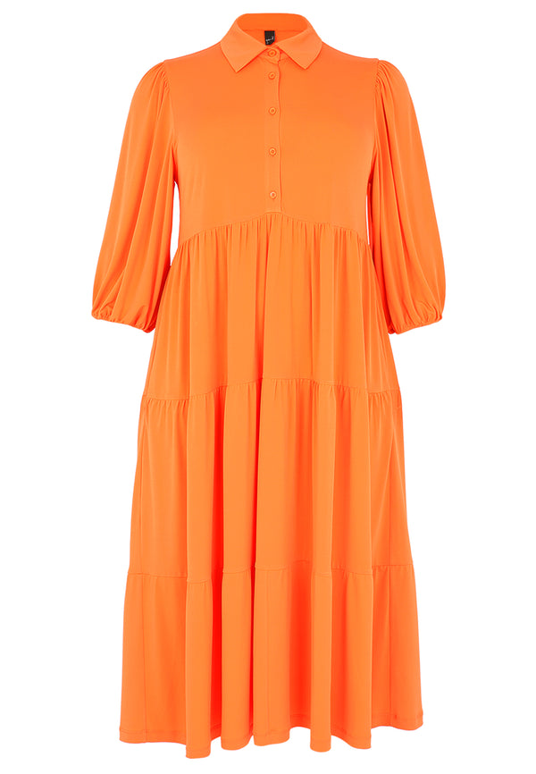 Yoek Jurk Met Pofmouwen DOLCE - Oranje