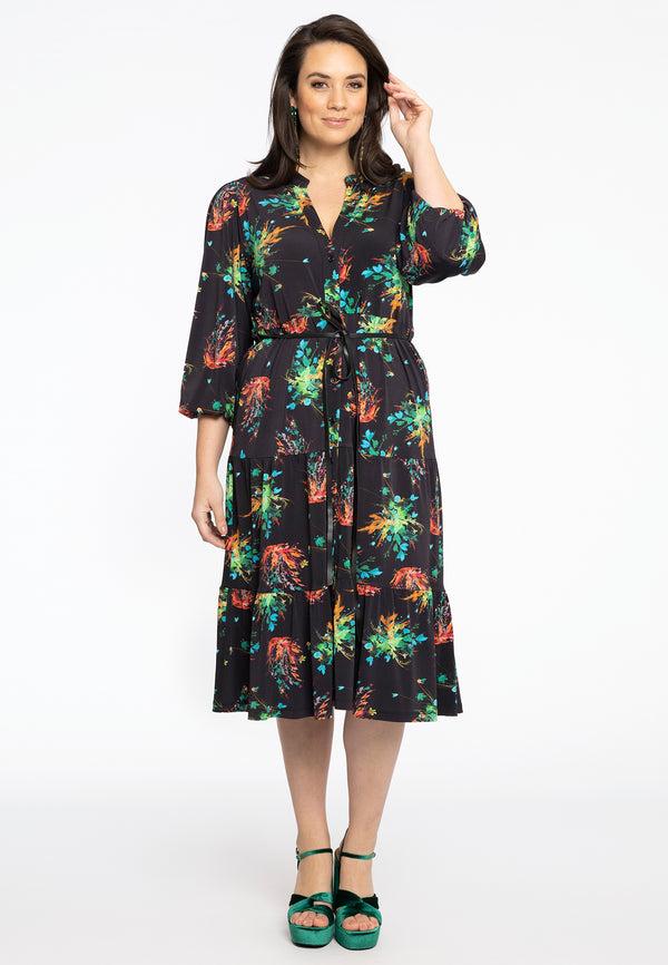 Yoek Jurk Met Pofmouwen MEDUSA - Zwart