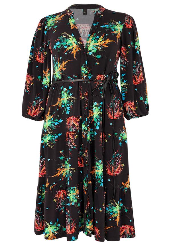 Yoek Jurk Met Pofmouwen MEDUSA - Zwart