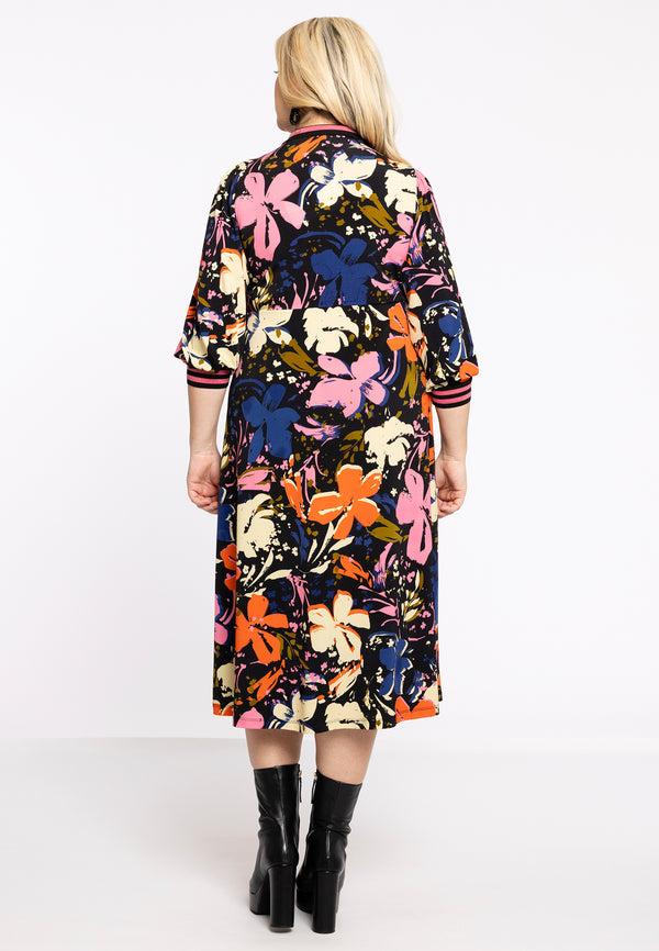 Yoek Jurk Met Rib FIORE - Zwart