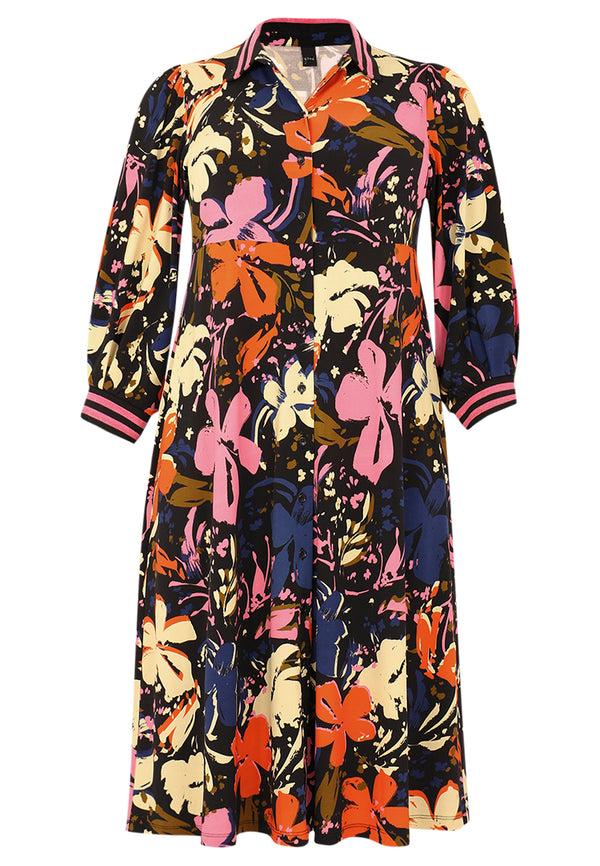 Yoek Jurk Met Rib FIORE - Zwart