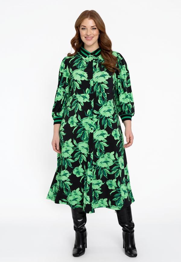 Yoek Jurk Met Rib Hals FLORENCE - Zwart