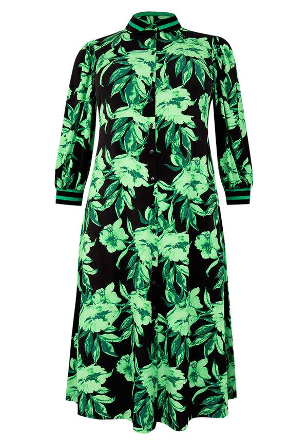 Yoek Jurk Met Rib Hals FLORENCE - Zwart