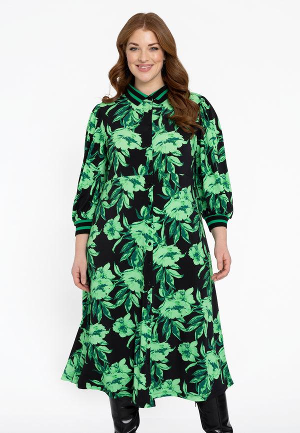 yoek Jurk met rib hals FLORENCE - Zwart