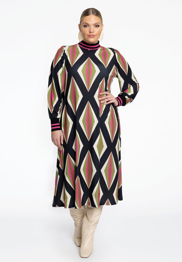 Yoek Jurk Met Rib PASTILLE - Zwart