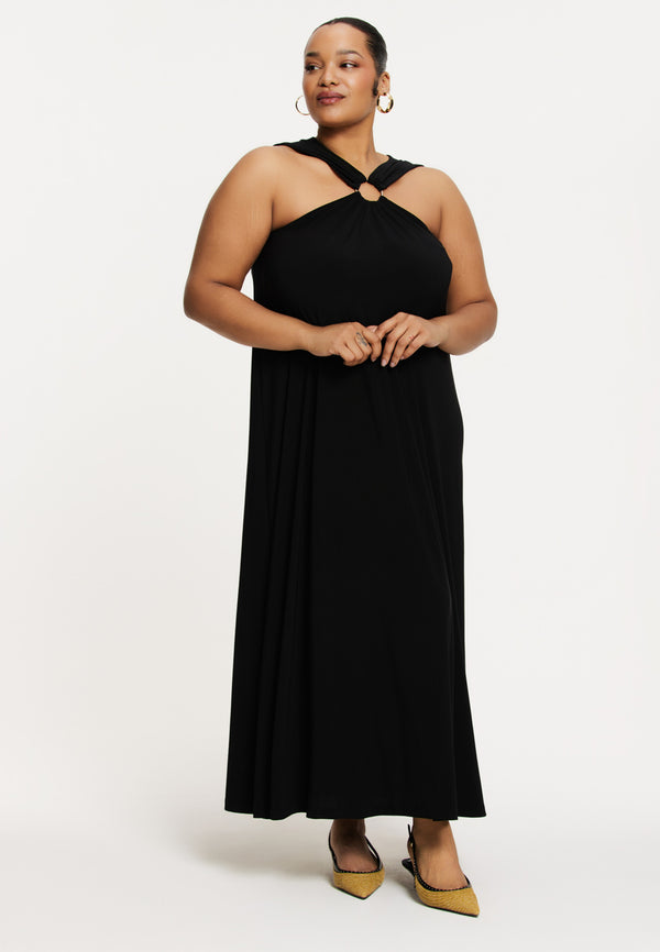 yoek Jurk met ring DOLCE - Zwart