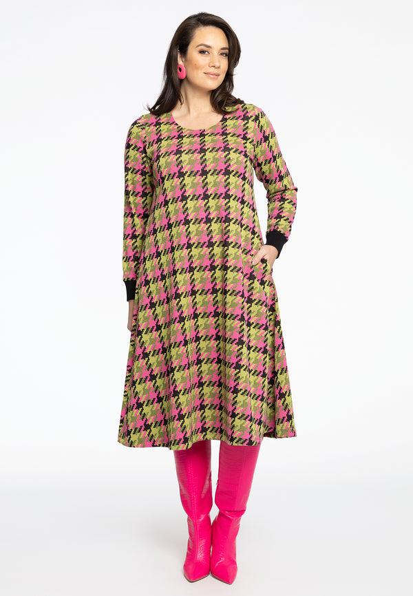 Yoek Jurk Met Rits CHECK - Groen