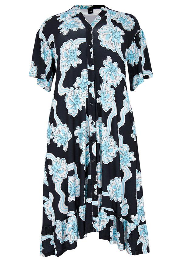 Yoek Jurk Met Ruches CALYPSO - Zwart