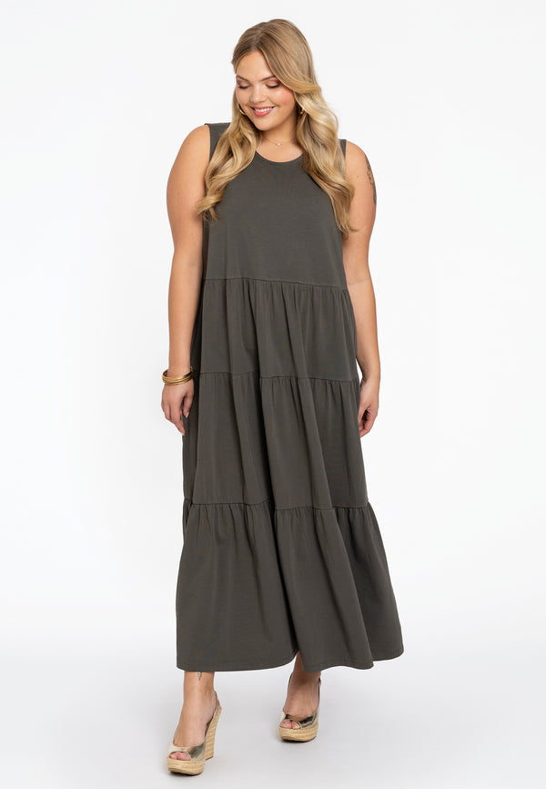 Yoek Jurk Met Ruches COTTON - Lichtgroen