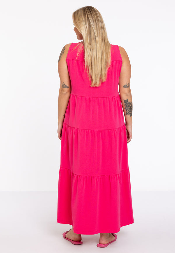 Yoek Jurk Met Ruches COTTON - Roze