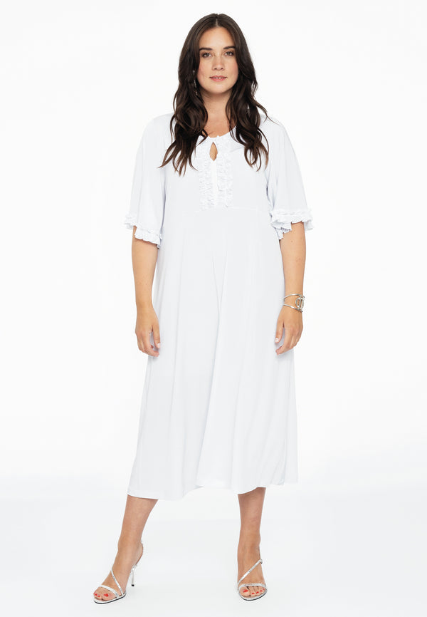 Yoek Jurk Met Ruches DOLCE - Wit