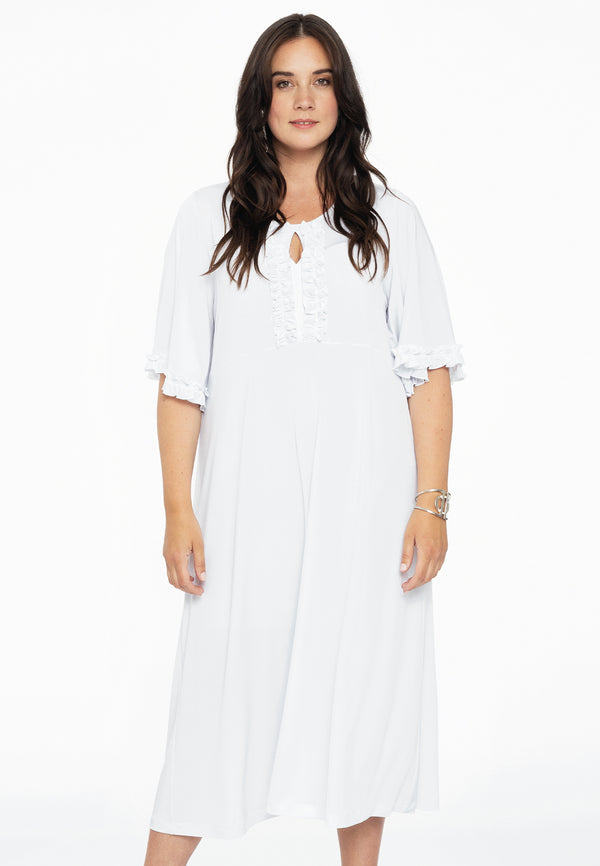 yoek Jurk met ruches DOLCE - Wit