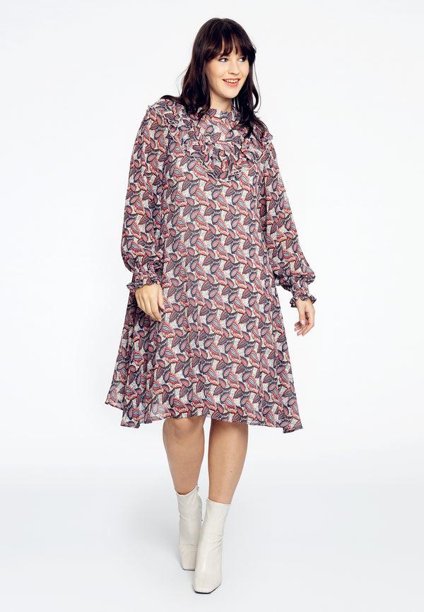 Yoek Jurk Met Ruches FIESTA - Ecru