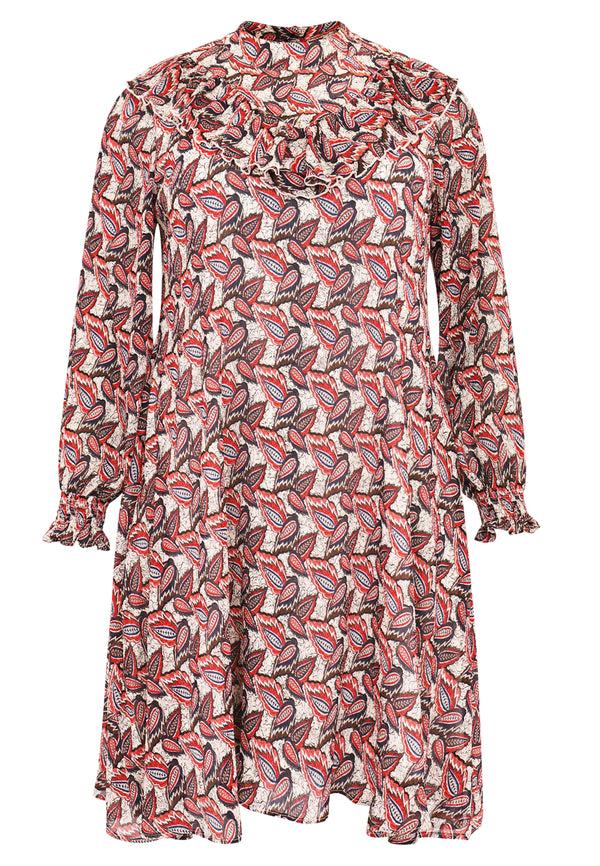 Yoek Jurk Met Ruches FIESTA - Ecru