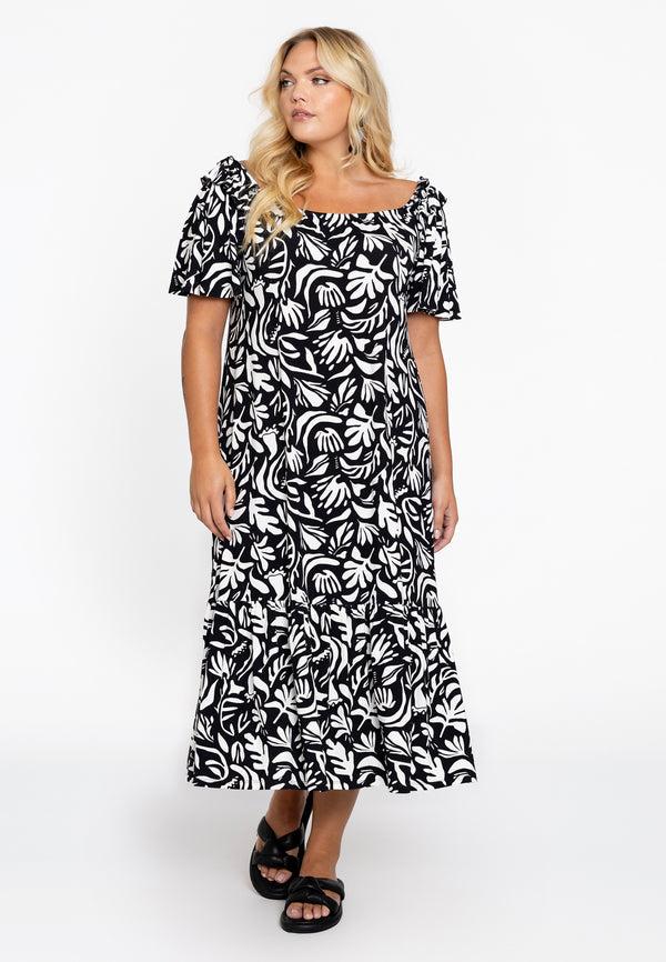 Yoek Jurk Met Ruches FOGUA - Zwart