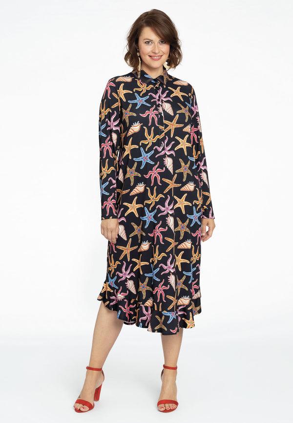 Yoek Jurk Met Ruches MARINA - Zwart