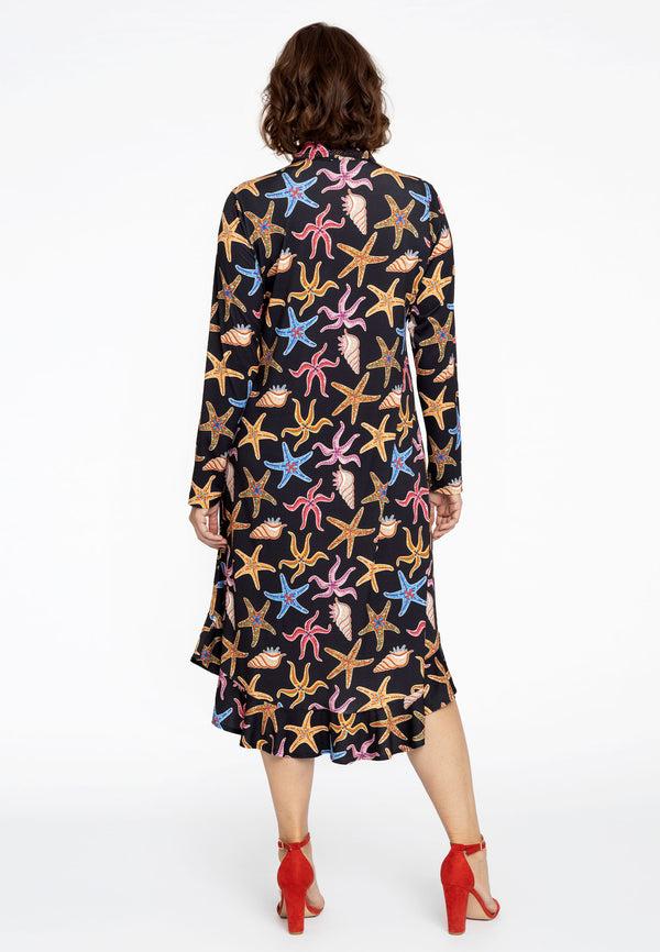 Yoek Jurk Met Ruches MARINA - Zwart