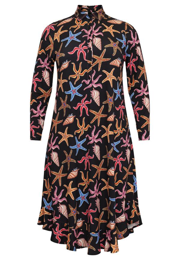 Yoek Jurk Met Ruches MARINA - Zwart