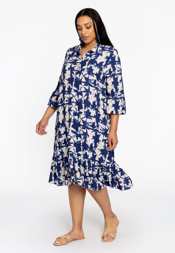 Yoek Jurk Met Ruches TESSA - Blauw