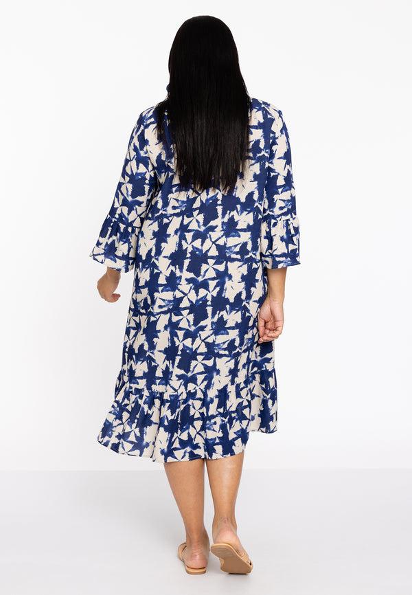 Yoek Jurk Met Ruches TESSA - Blauw