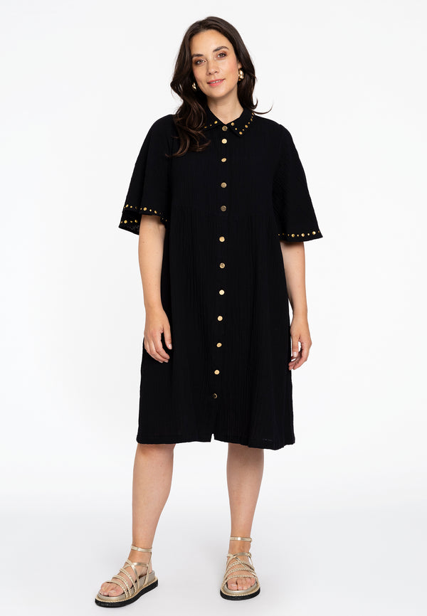 Yoek Jurk Met Studs BUBBLE - Zwart