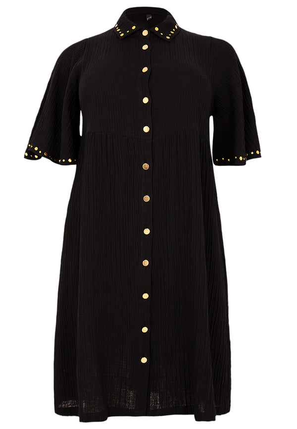 Yoek Jurk Met Studs BUBBLE - Zwart