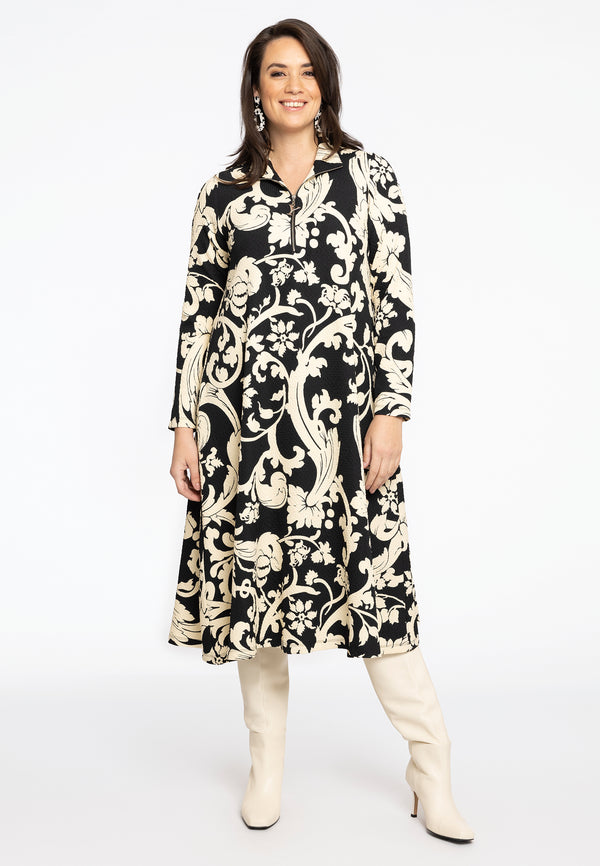 Yoek Jurk Met Turtle Neck BECKY - Zwart