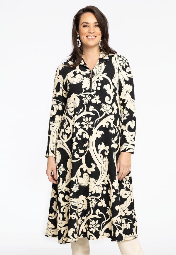 yoek Jurk met turtle neck BECKY - Zwart