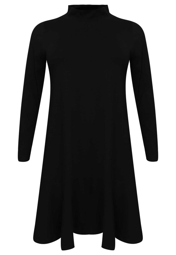 Yoek Jurk Met Turtle Neck COTTON - Zwart