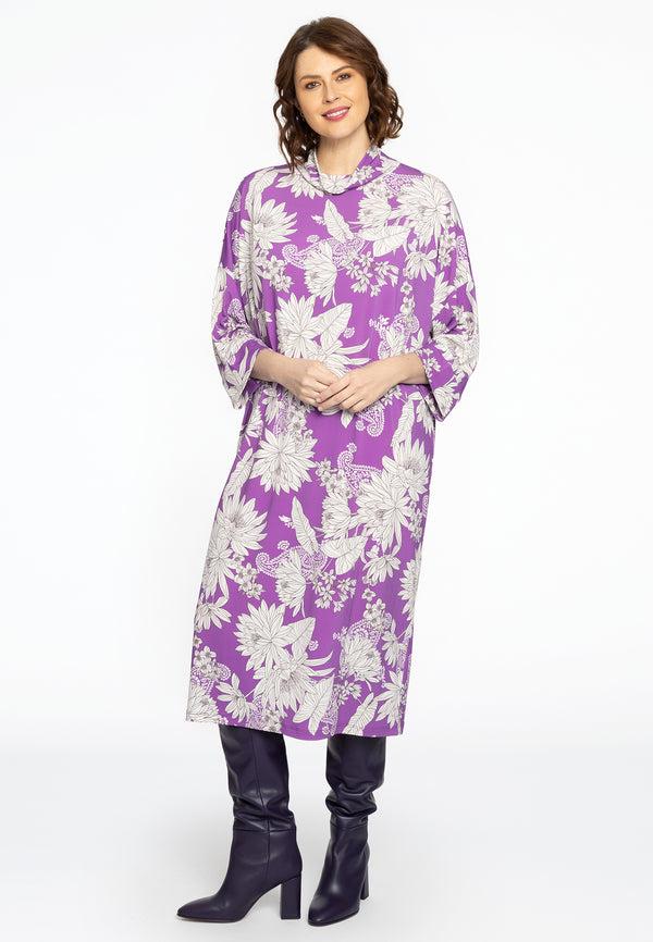 Yoek Jurk Met Turtle Neck PAULINA - Paars