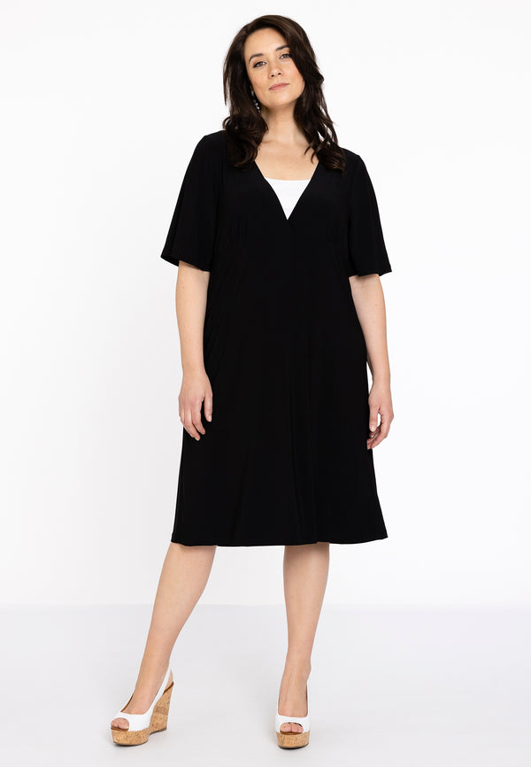 Yoek Jurk Met V-hals DOLCE - Zwart