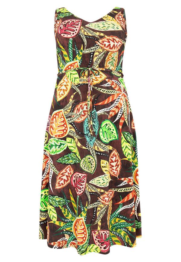 Yoek Jurk Met V-hals VINTAGE - Bruin