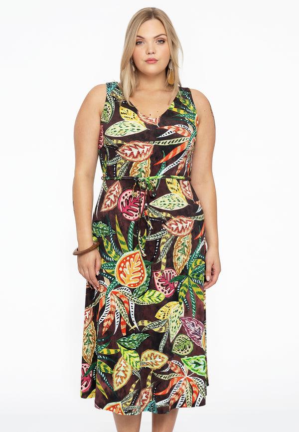 yoek Jurk met V-hals VINTAGE - Bruin